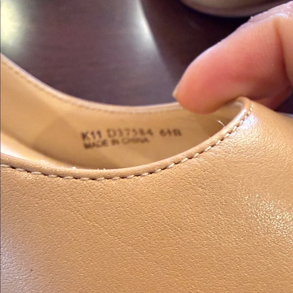 Cole Haan Peep Toe Pumps Nude Tan Leather High Heels Size 6.5B